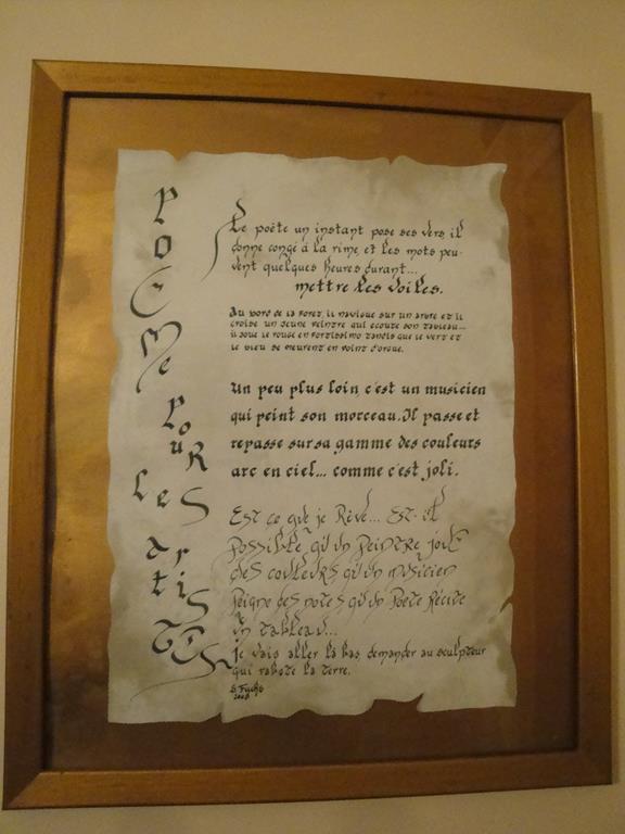 Tableau calligraphie Poème pour les Artistes, exposition galerie Opio