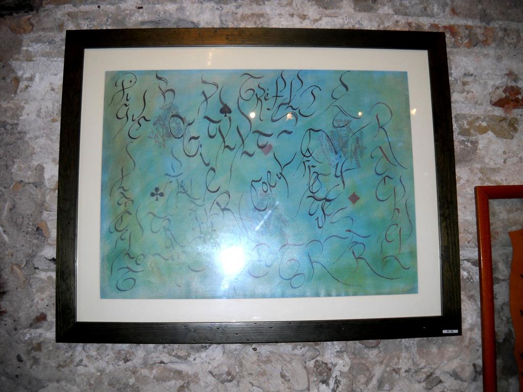 Tableau calligraphie moderne, Le Carré Gagnant, exposition Galerie des Bains Douches à Antibes