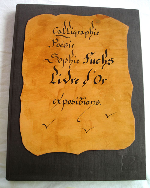 Livre d'Or, calligraphe Sophie Fuchs à Vallauris