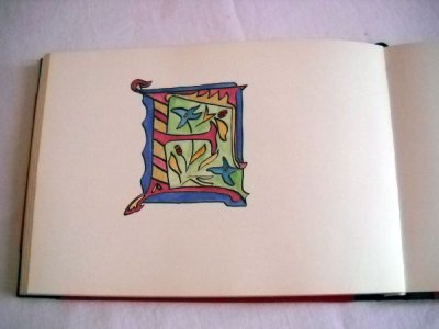 Enluminure lettrine, livre artiste réalisé à la main, exemplaire  unique